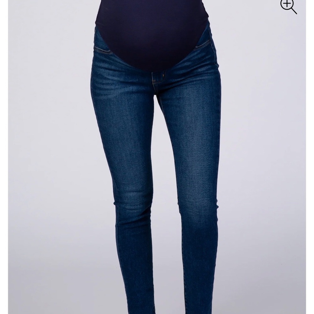 PinkBlush Navy Blue Skinny Maternity Jeans - Picture 2 of 5